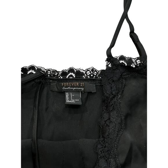 Forever 21 Women’s Glam Black Lace Trim Cami Tank Top Size Large - Picture 3 of 4
